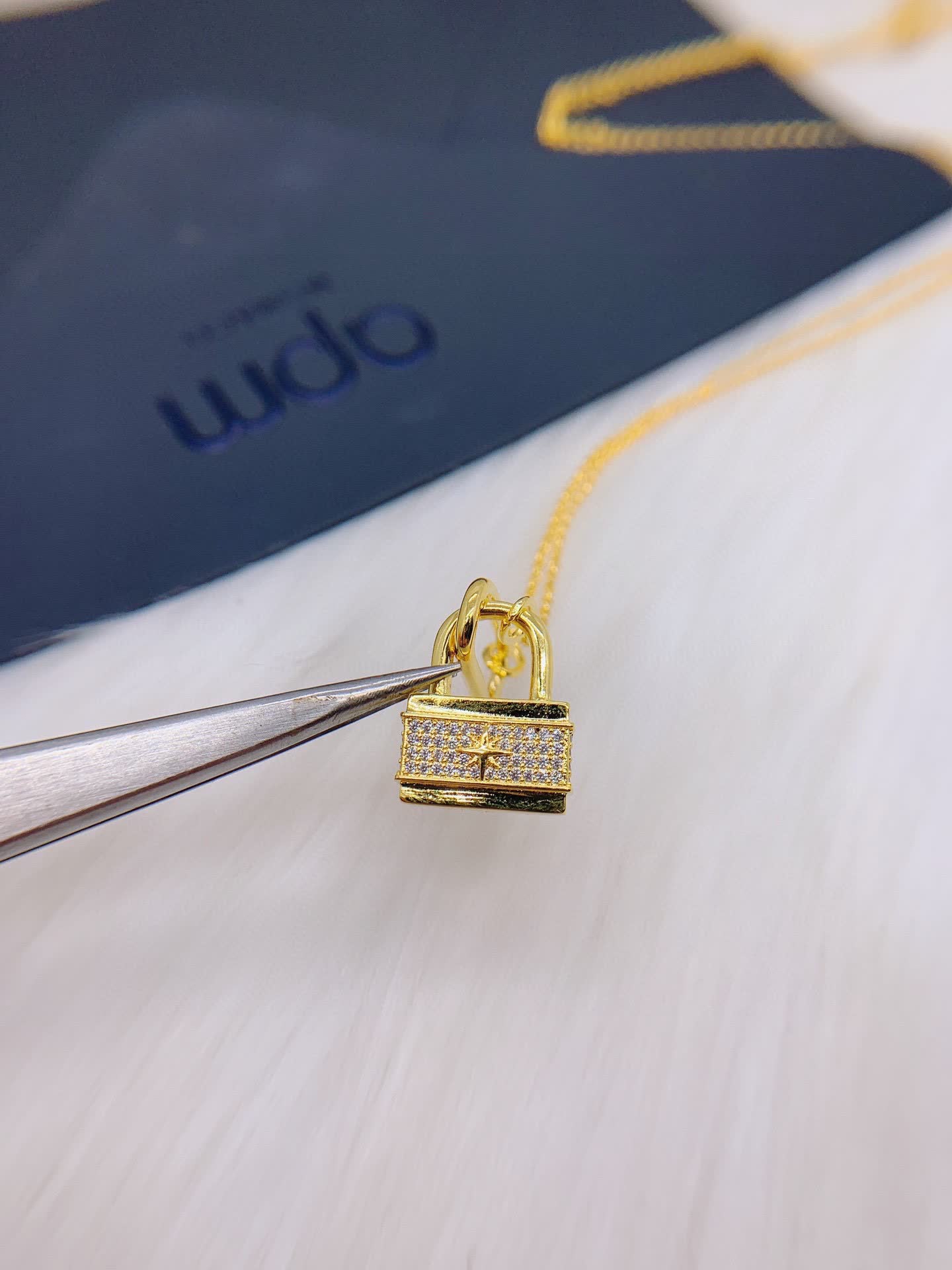 APM Monaco Gold Lock Pendant Necklace
